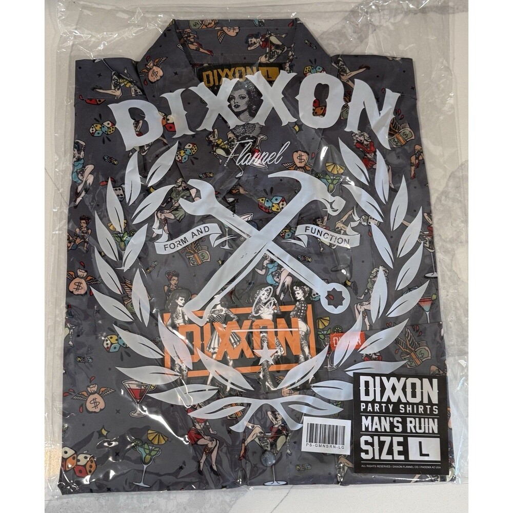 Dixxon Flannel Sz L Mans Ruin Gray Bamboo Lightweight Party Shirt Brand New